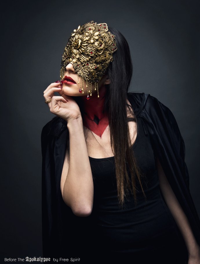Blue Shadow Fine Art photographer and Creative Director Free Spirit Golden mask Hysteria Machine