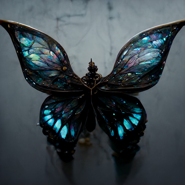 Midjourney prompt example keywords Fantasy darkness butterfly