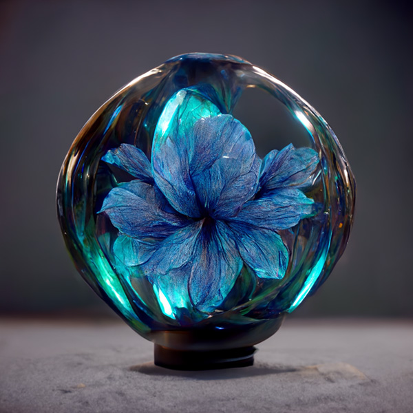 Midjourney prompt example keywords Hyper real glass flowers