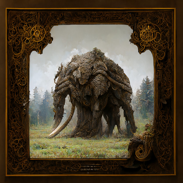 Midjourney prompt example keywords giant armored mammoth