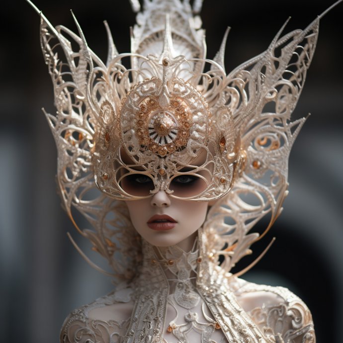 Creative Craftsmanship - An artistic piece showcasing the intersection of fashion and creativity. The intricate details and stunning depth of field create a sense of cinematic grandeur, reflecting the insane details of avant-garde fashion.