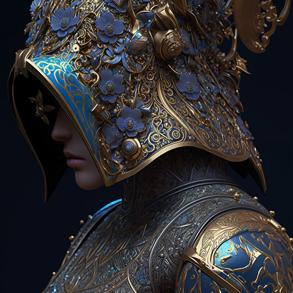 Midjourney prompt example keywords commands a close up of a helmet on a person victorian armor