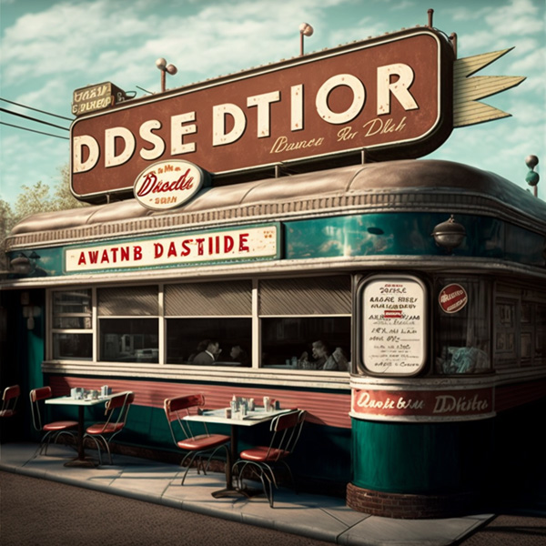 Midjourney prompt example keywords nostalgic diner 1930
