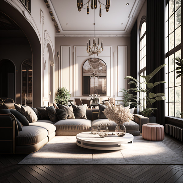 Midjourney prompt : luxury living room, octane render