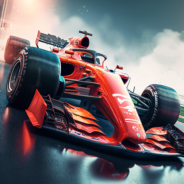 Midjourney Red Formula one illustration