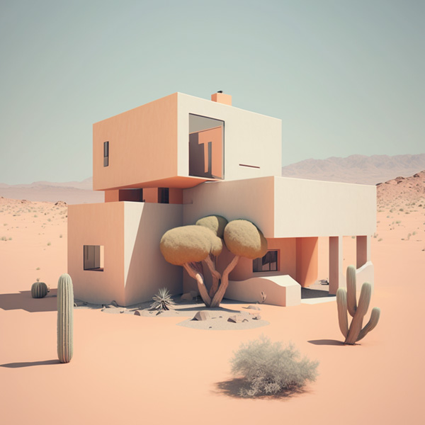 house in the desert, MIDJOURNEY