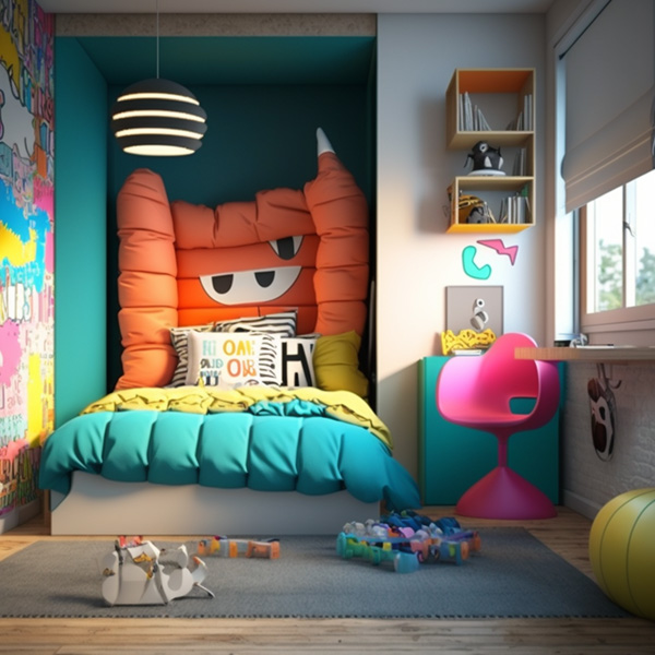 Midjourney a modern kid bedroom