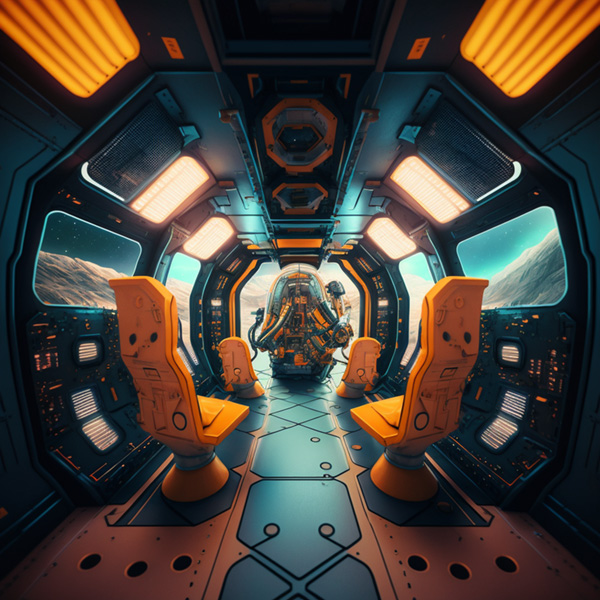 interior of a space ship, Midjourney