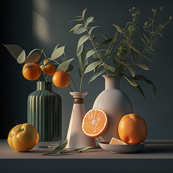 Simplicity orange plants and vases
