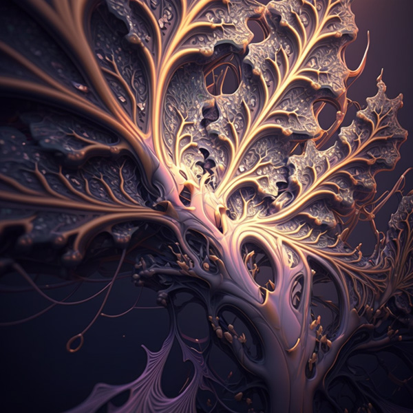 tree of life intricate, leaf fractal structure
