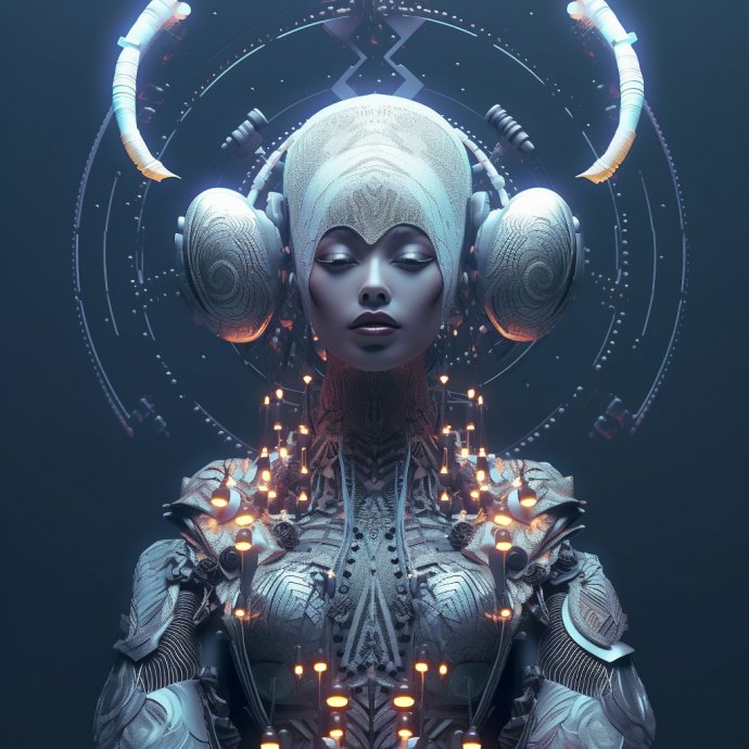 Changing Faces - Intricate digital representation of a masked entity from another world