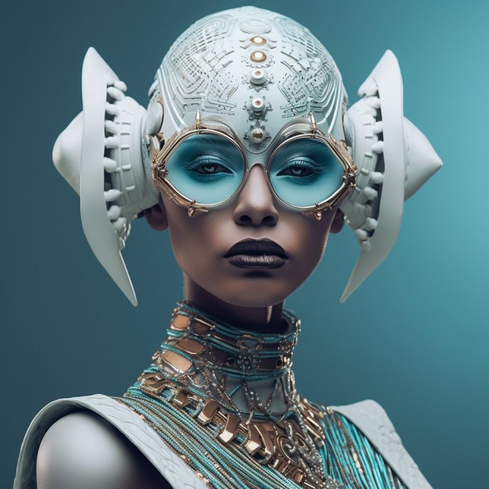 Sci-fi portrait of a celestial character in ritualistic attire - Changing Faces