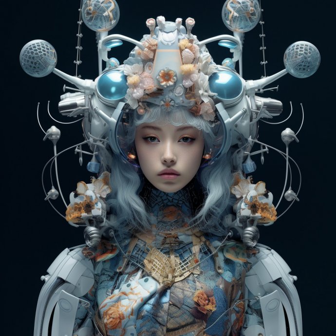Dreamlike depiction of non-human entity in ritualistic gear - Changing Faces series