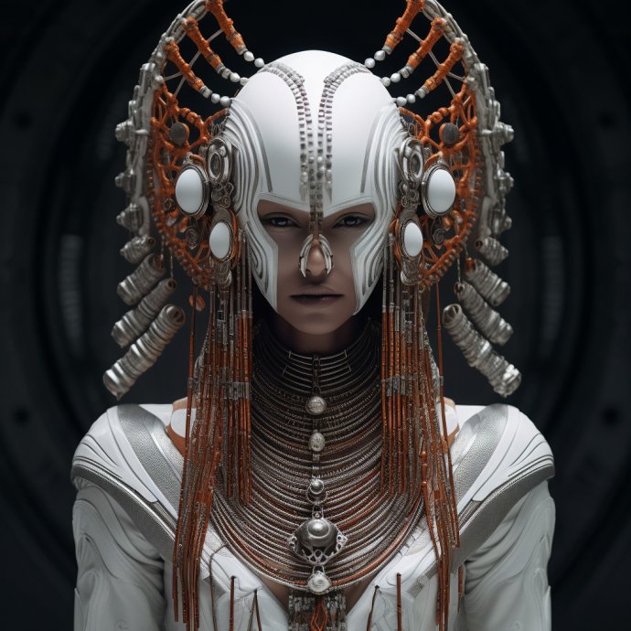 Fantasy portrait of alien being with intricate helmet - Part of the Changing Faces collection