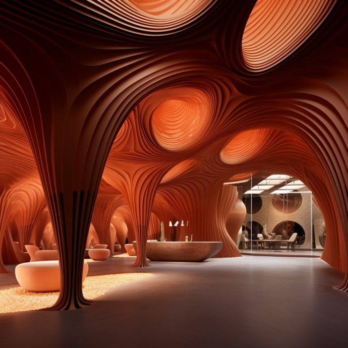 Sustainable Experiments: Embrace the future of design in parametric showrooms with terracotta, timber, and bamboo. Witness the harmonious fusion of nature and innovation.
